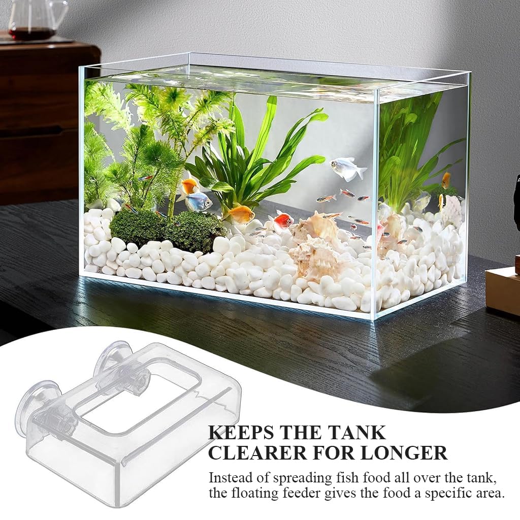 Qpets Floating Fish Feeding Ring for Aquariums with Suction Cup and Clear Acrylic Frame | Reduces Waste