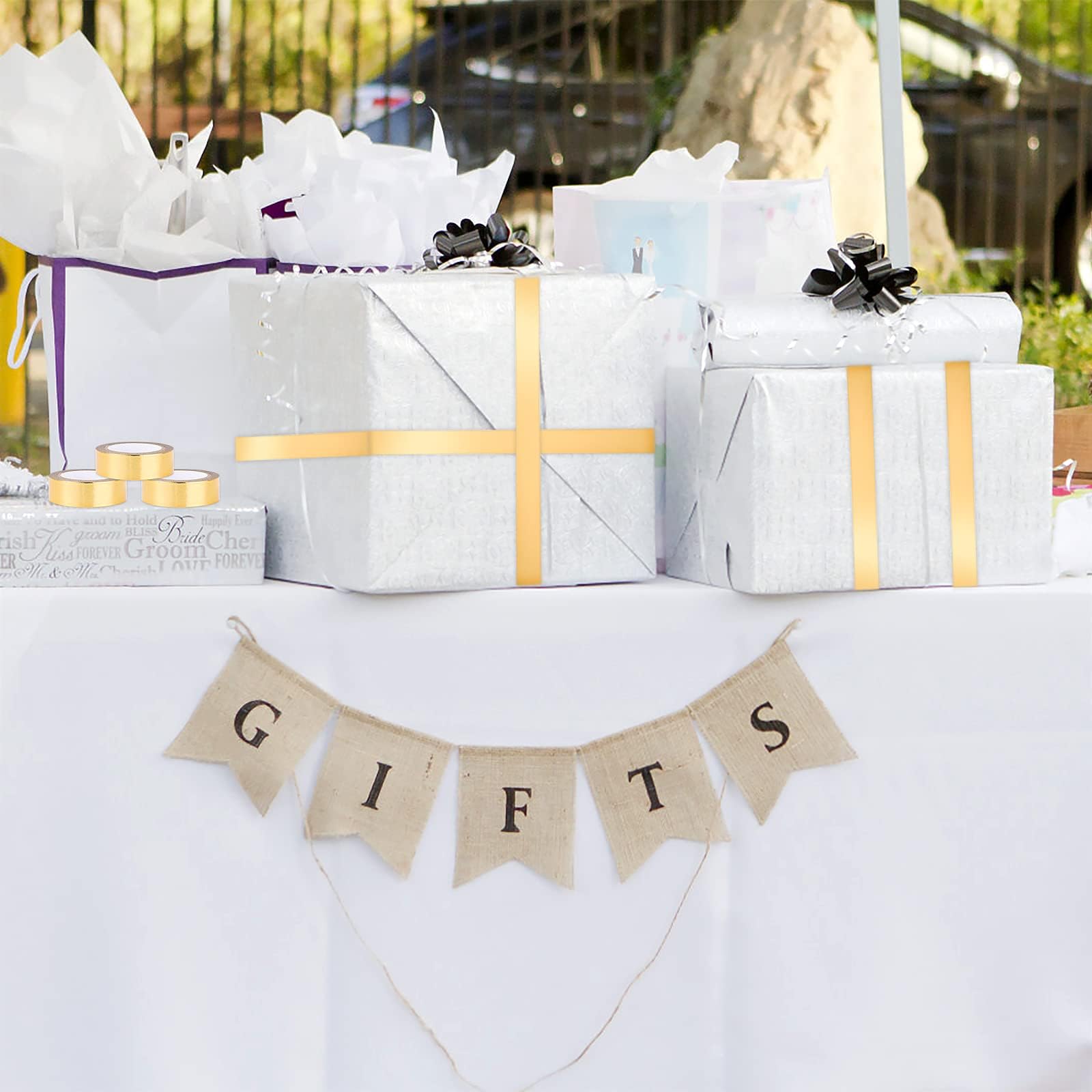 HASTHIP Washi Tape for DIY Crafts featuring Easy Tear Design | 2 Rolls 15mm x 5m Metallic Gold