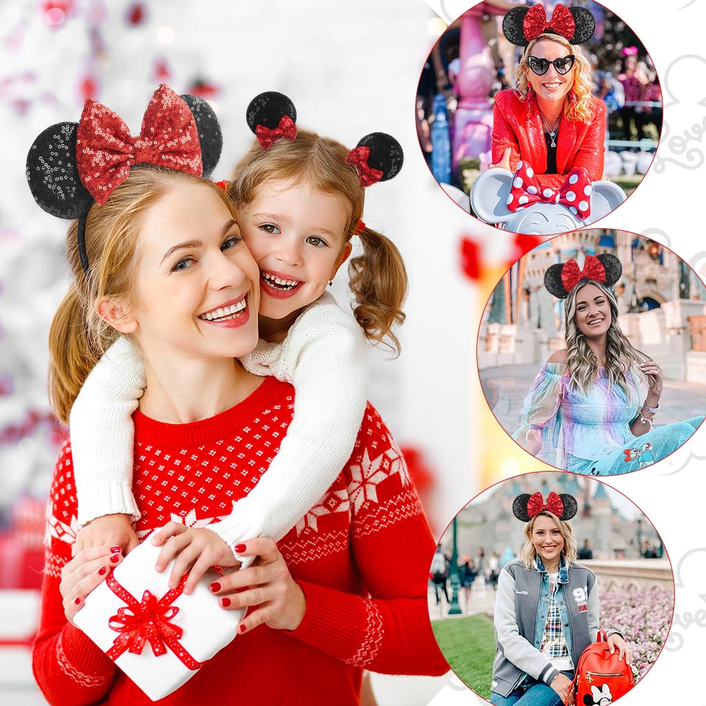 PALAY Mouse Ears Headbands and Hairpins, Shiny Bows Mouse Ears Headbands, A Perfect Addition to Your Trip Essentials and Accessories