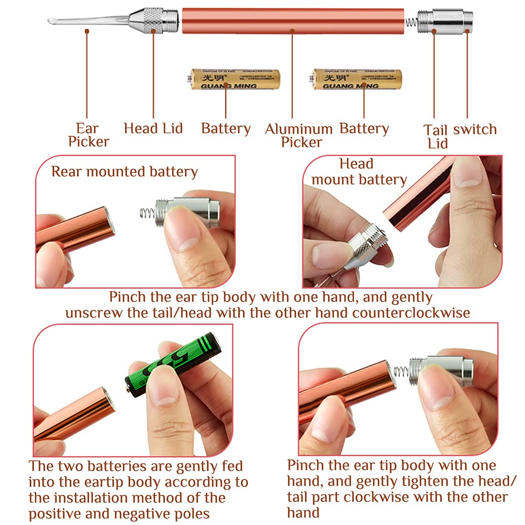 MAYCREATE Ear Wax Remover for Ear Cleaning with LED Light and 7pcs Stainless Steel Tools