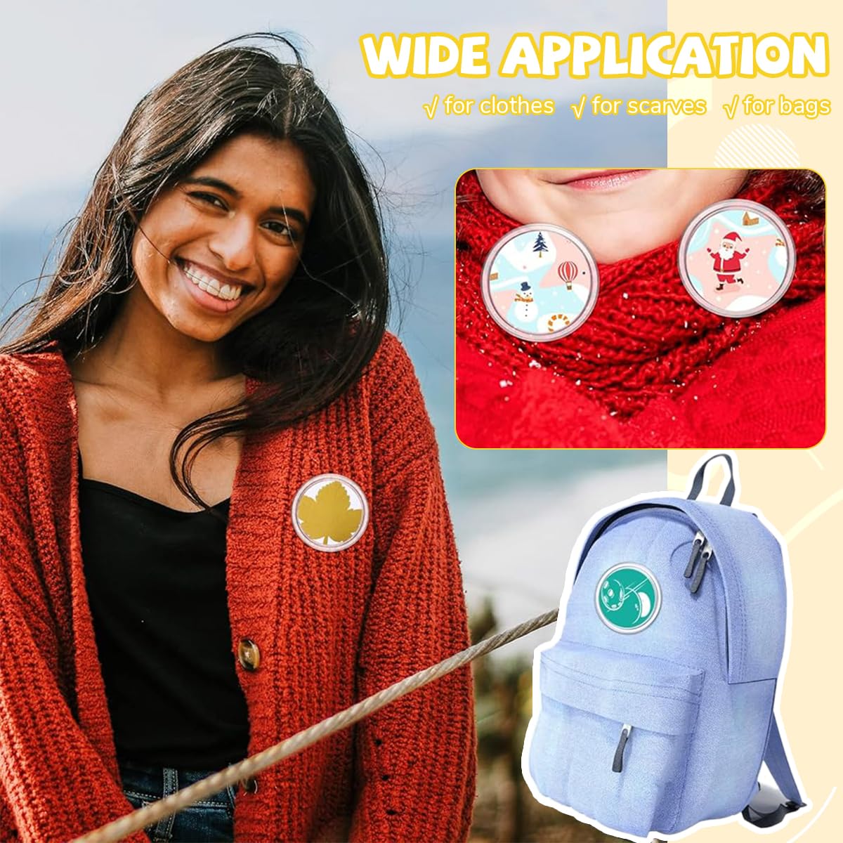 HASTHIP DIY Badges for Personalized Logo Design with Built In Pin Back | 10Pcs 75mm Transparent Covers