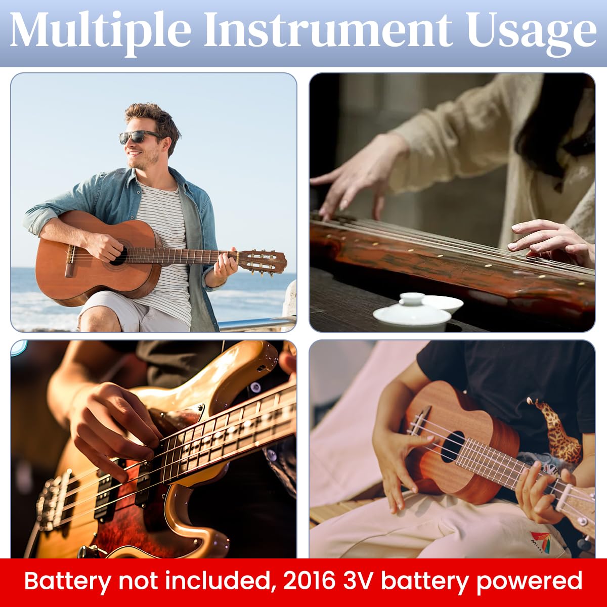 HASTHIP Chromatic Tuner for Guitar featuring 2 in 1 Pick Design and Light Indicator | Universal for String Instruments