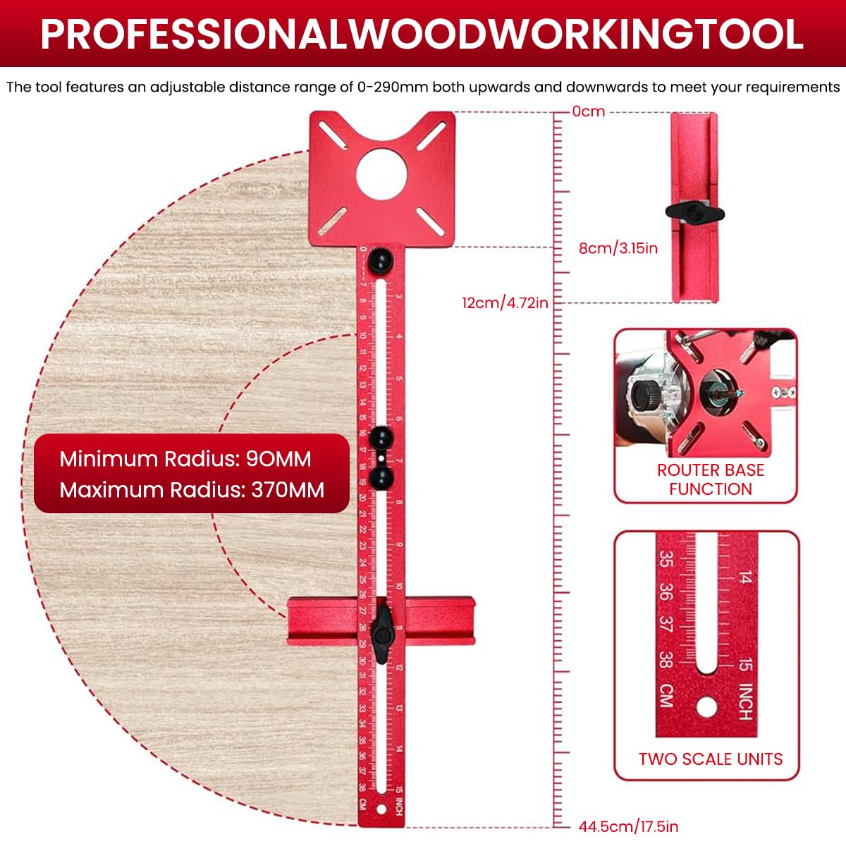 Serplex Router Milling Groove Bracket 4 in 1 for Woodworking with Modular Aluminum Jig | Precise Circle Cutting and Groove Guide