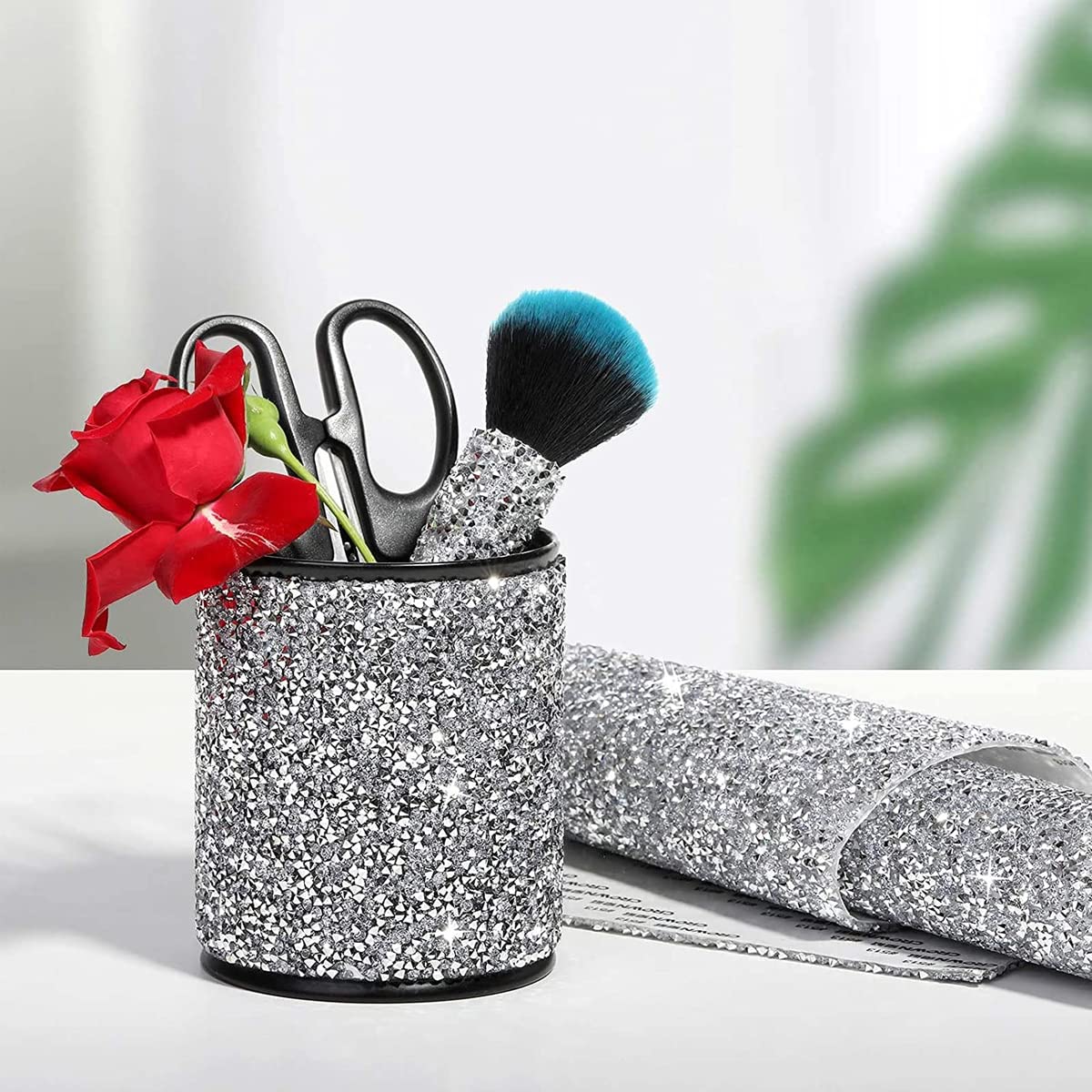 MAYCREATE Self Adhesive Rhinestone Strips for DIY Crafts with Strong Adhesion 9.4 x 15.8 in White | Cuttable Bling Ribbon for Decoration