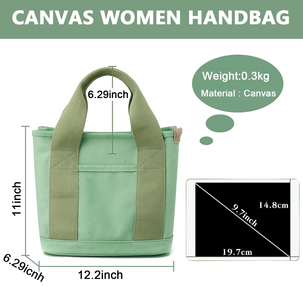 PALAY Tote Bag for Women with 32×14×29 cm Large Capacity and Detachable Strap | Canvas Handbag for Work and School