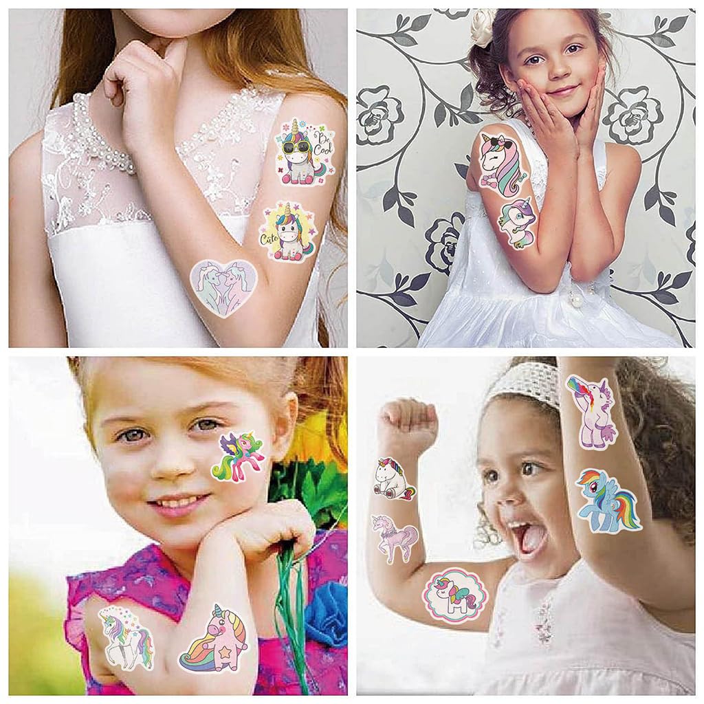 ZIBUYU Unicorn Temporary Tattoo for Kids with 10 Sheets Waterproof Stickers | Party Gifts