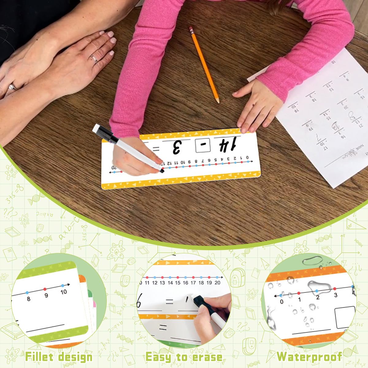 PATPAT Early Education Cards for Math Practice with 16 Reusable Cards and 2 Pens | Dry Erase Addition Learning Set for Toddlers