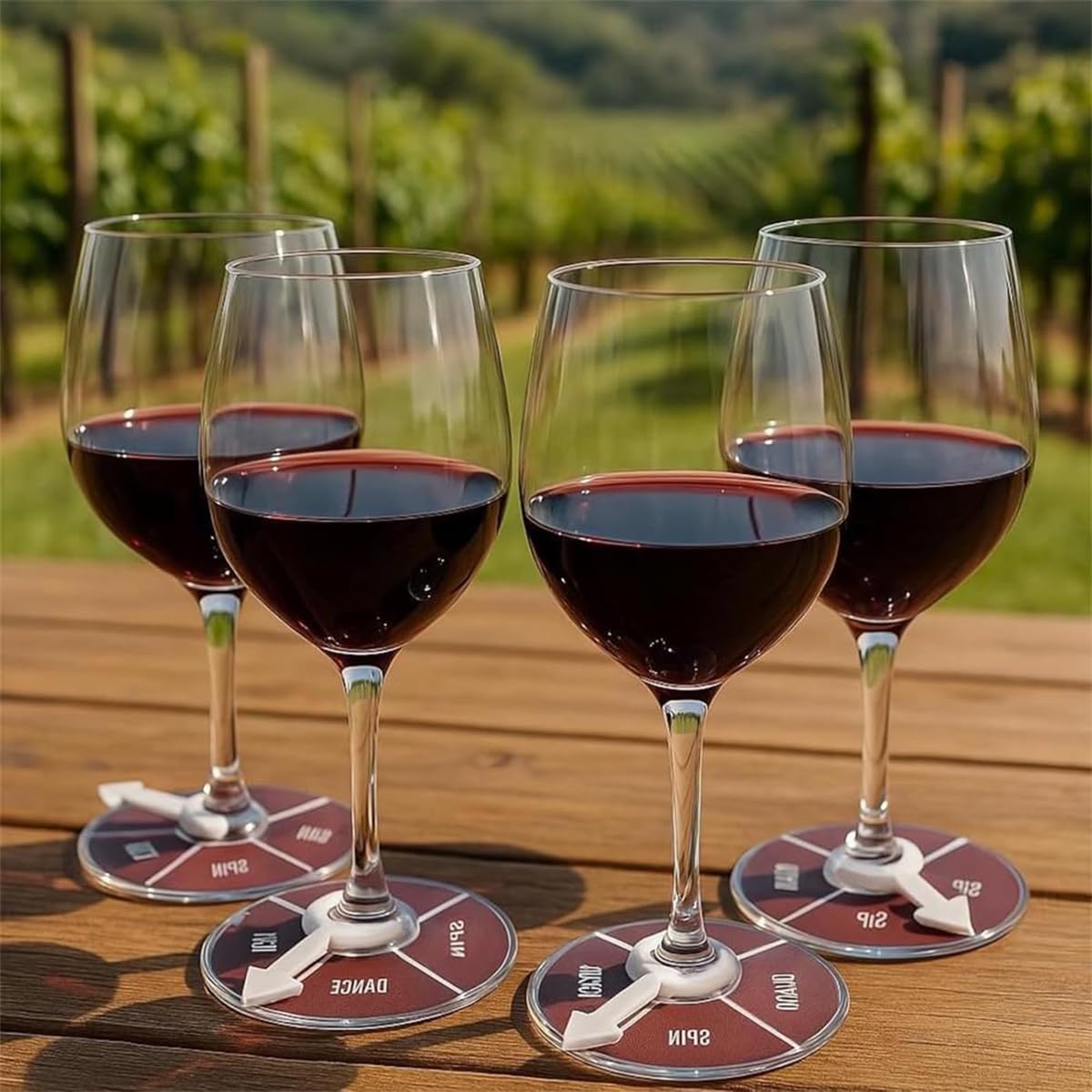 HASTHIP Wine Glass Spinner Game for Party Gatherings with 6Pcs Base-Attached Wheels | Fun Ice-Breaking Drinking Game for Adults