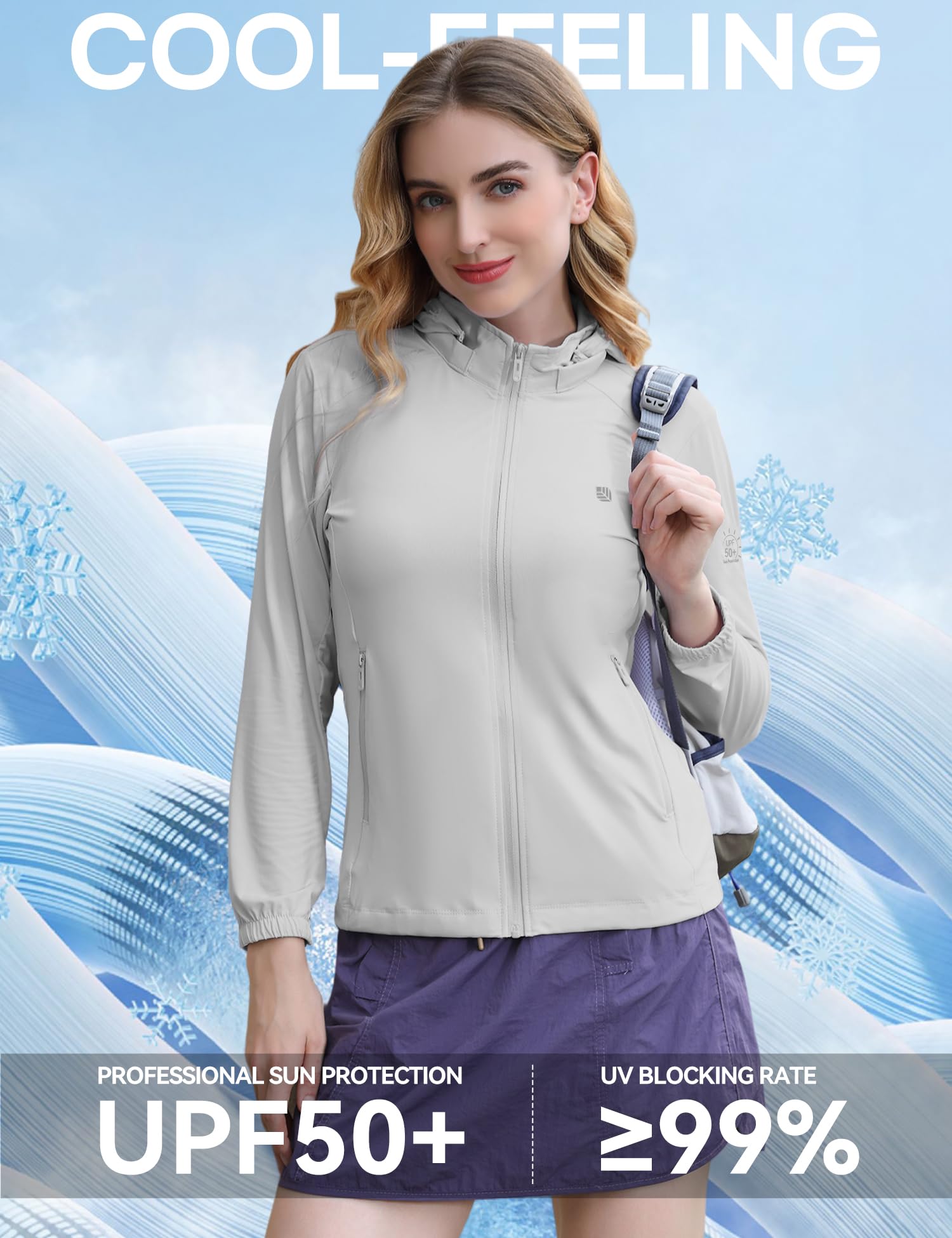 Venzina UPF 50+ Sun Jacket for Women with Removable Hat and Dual Zip Pockets | Quick-Dry Nylon
