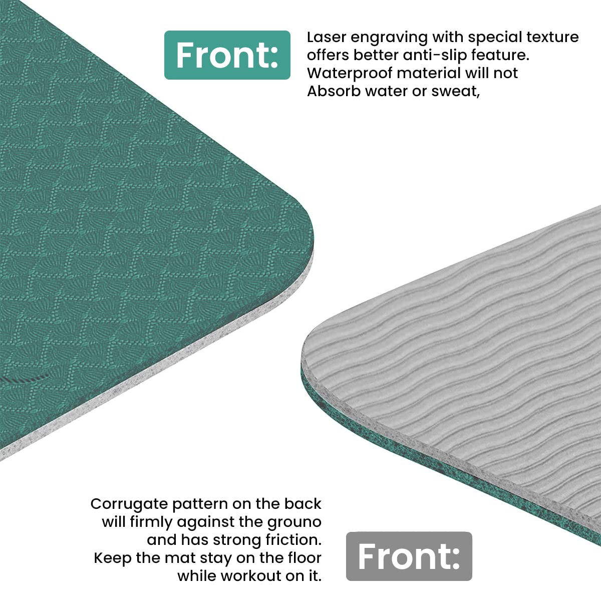 Proberos Yoga Mat for Home Gym and Outdoor Workout with Double Sided Non Slip TPE 183×80×0.8cm