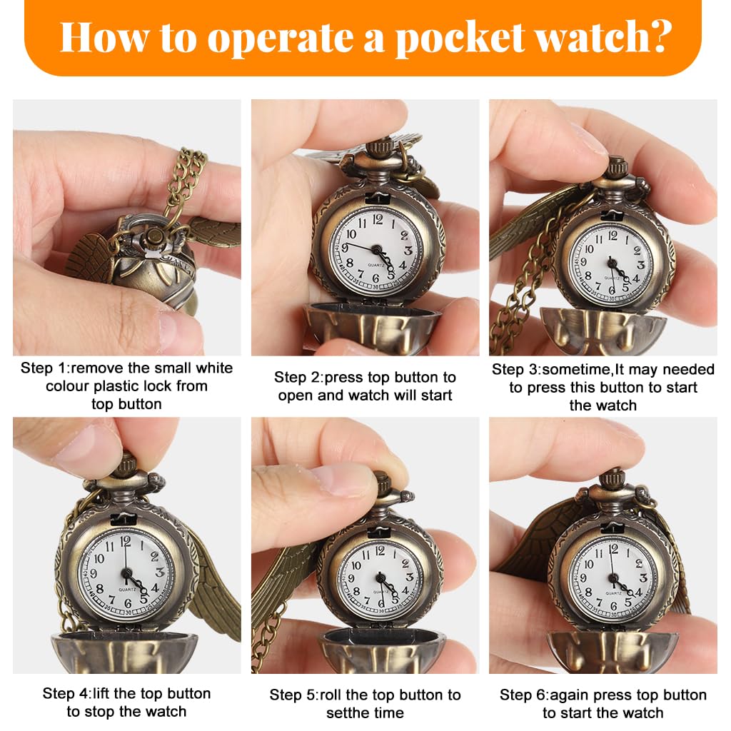 SANNIDHI Pocket Watch Vintage Quartz Analog with Chain Necklace for Men and Women