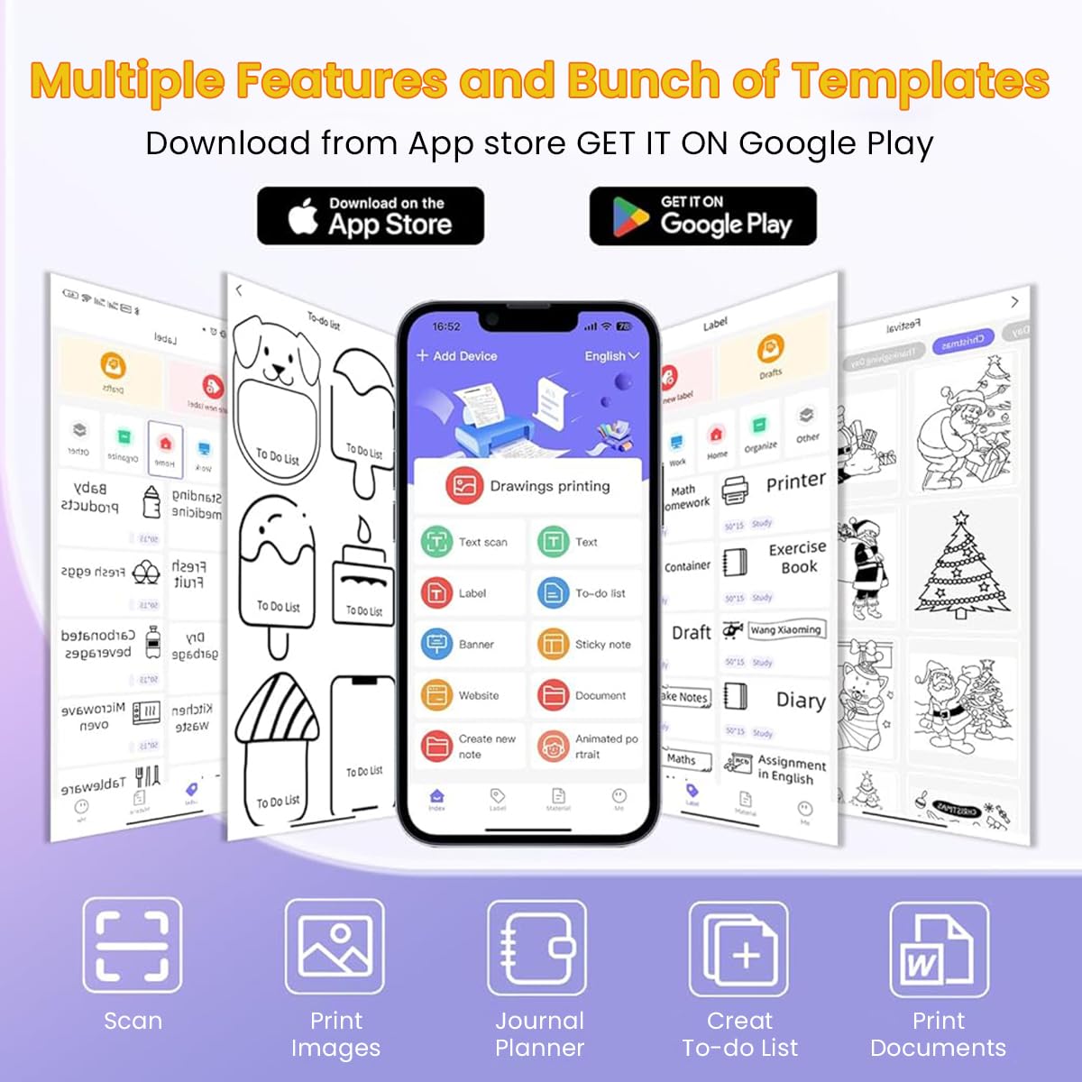 ZEITEL Thermal Label Printer for Android & iOS with Bluetooth Connectivity and 13 Rolls | Portable Sticker and Note Printing