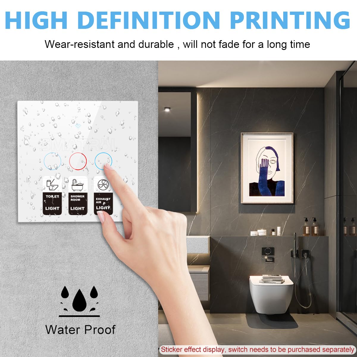 Climberty® Switch Label ID Sticker Set, Icon Switch Sticker for Distinguish Waterproof Switch Label Stickers, Touch Buttons Switch Icon Stickers for Home, Kitchen, Room, 48pcs/Sheet