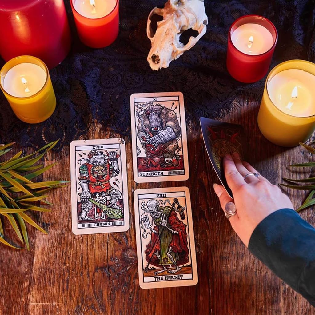 PATPAT Tarot del Toro Tarot Deck for Divination with 78 Cards and Beginner Guidebook | Dark Fantasy Artwork