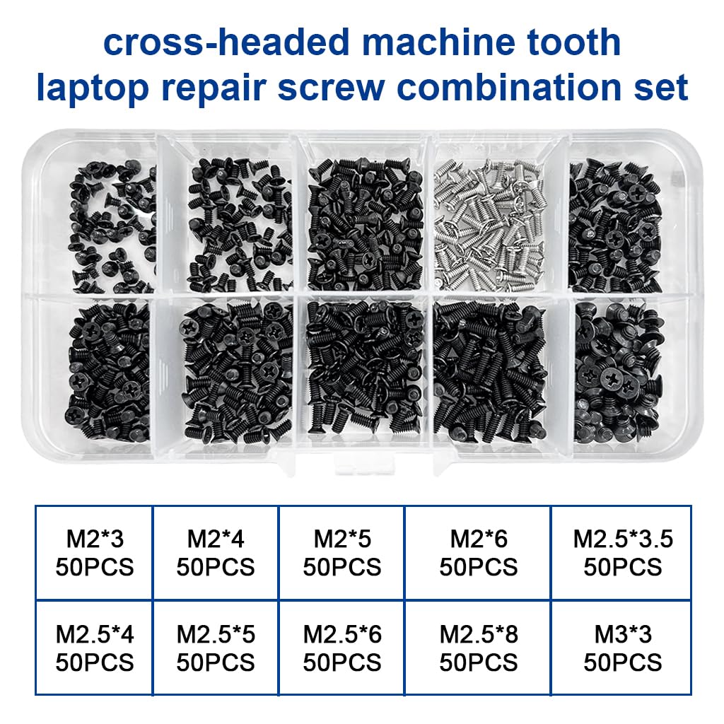 Serplex Phillips Head Screws Kit for Laptop Repair with 1500 pcs and Storage Box | M2 M2.5 M3 Sizes