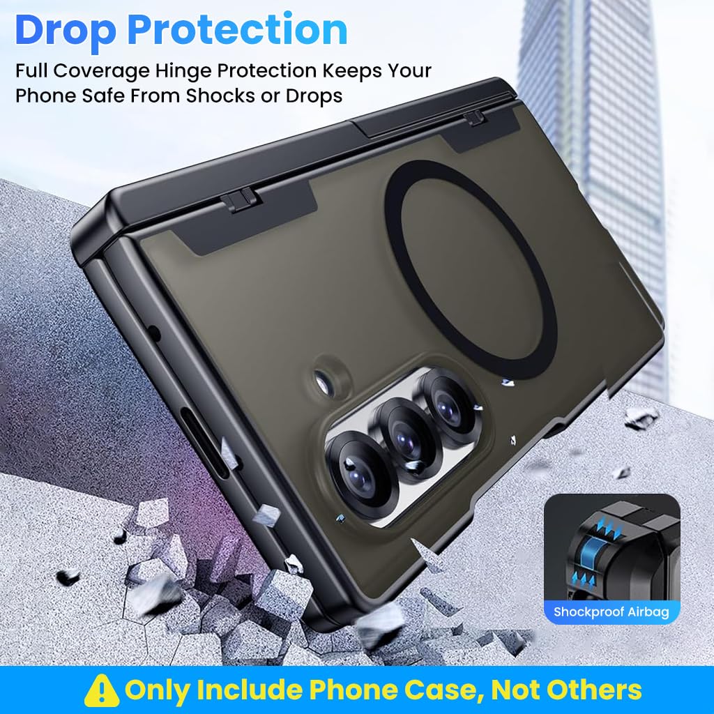 Zibuyu Galaxy Z Fold 7 Phone Case with Hinged Kickstand and Matte Finish | Supports Magnetic Wireless Charging