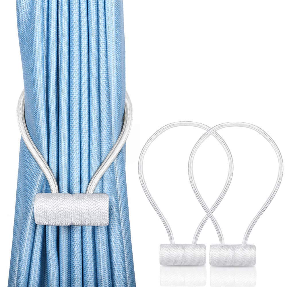 HASTHIP Curtain Tiebacks for Drapes with Strong Magnetic Closure 48cm Rope 2 Pack | Golden Polyester