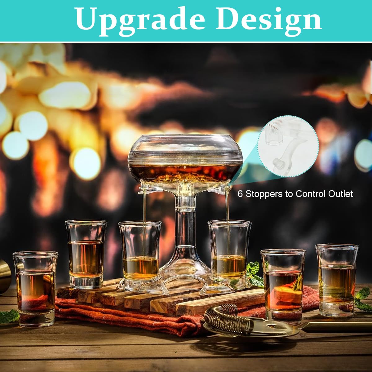 HASTHIP® Acrylic Liquor Dispenser and 6 Acrylic Cup Set, 32oz Liquor Dispenser for Home Bar Accessories, Party Supplies, Halloween Shots Drink Dispenser for Parties, Fancy Alcohol Dispenser