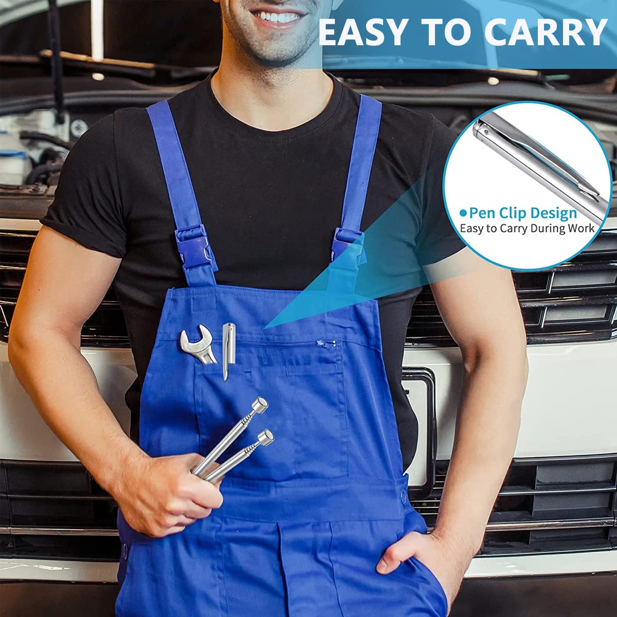 HASTHIP Magnetic Telescoping Pick Up Tool Set with 1lb to 15lb Rods and 360° Swivel Mirror | Ideal for Hard to Reach Places