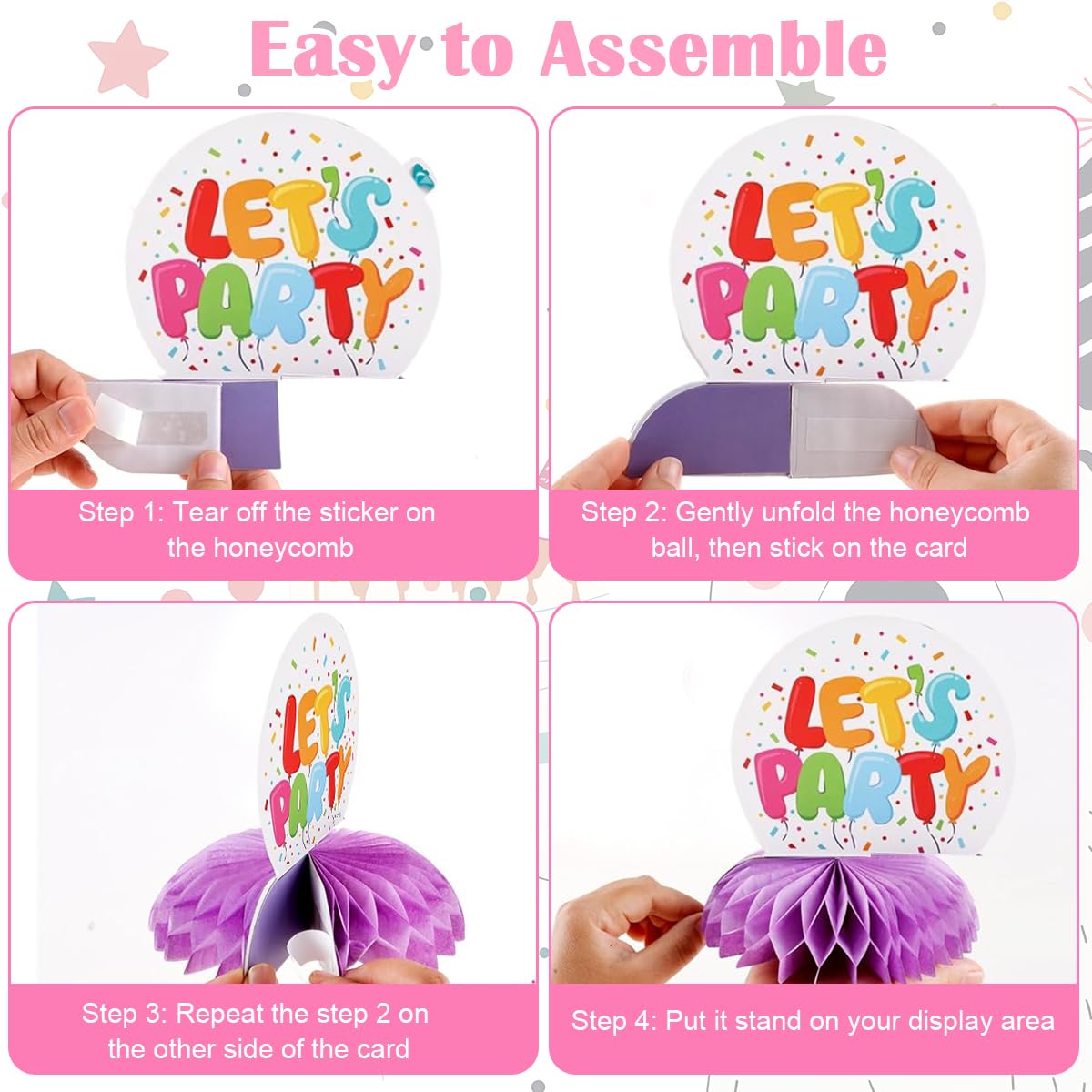 ZIBUYU Happy Birthday Decoration Kit for Kids with 9pcs Honeycomb Centerpieces | Colorful Paper Party Table Ornaments