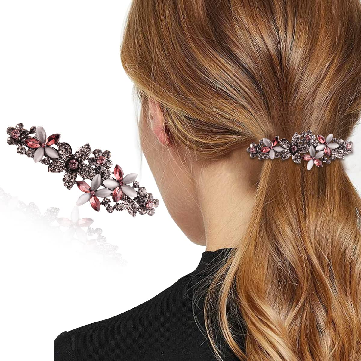 MAYCREATE® Spring Hair Clip for Women Stylish Rhinestone Hairpin Hair Barrettes French Crystal Flower Hair Pin Decorative Hair Accessories for Women Girls Gift