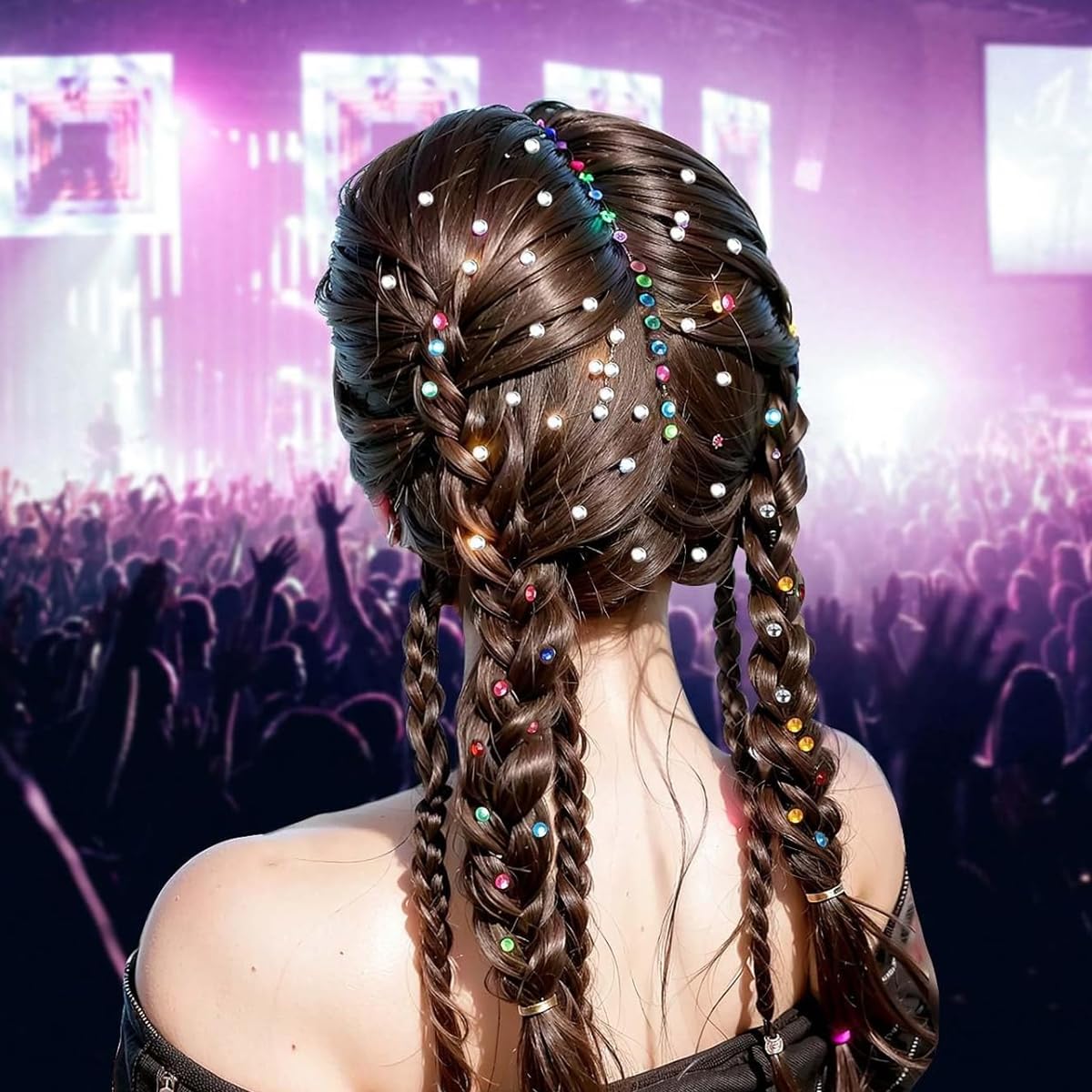 MAYCREATE Face Rhinestone Stickers for Makeup and DIY Crafts with Self Adhesive Backing | 6 Sheets Acrylic Gem and Pearl Designs