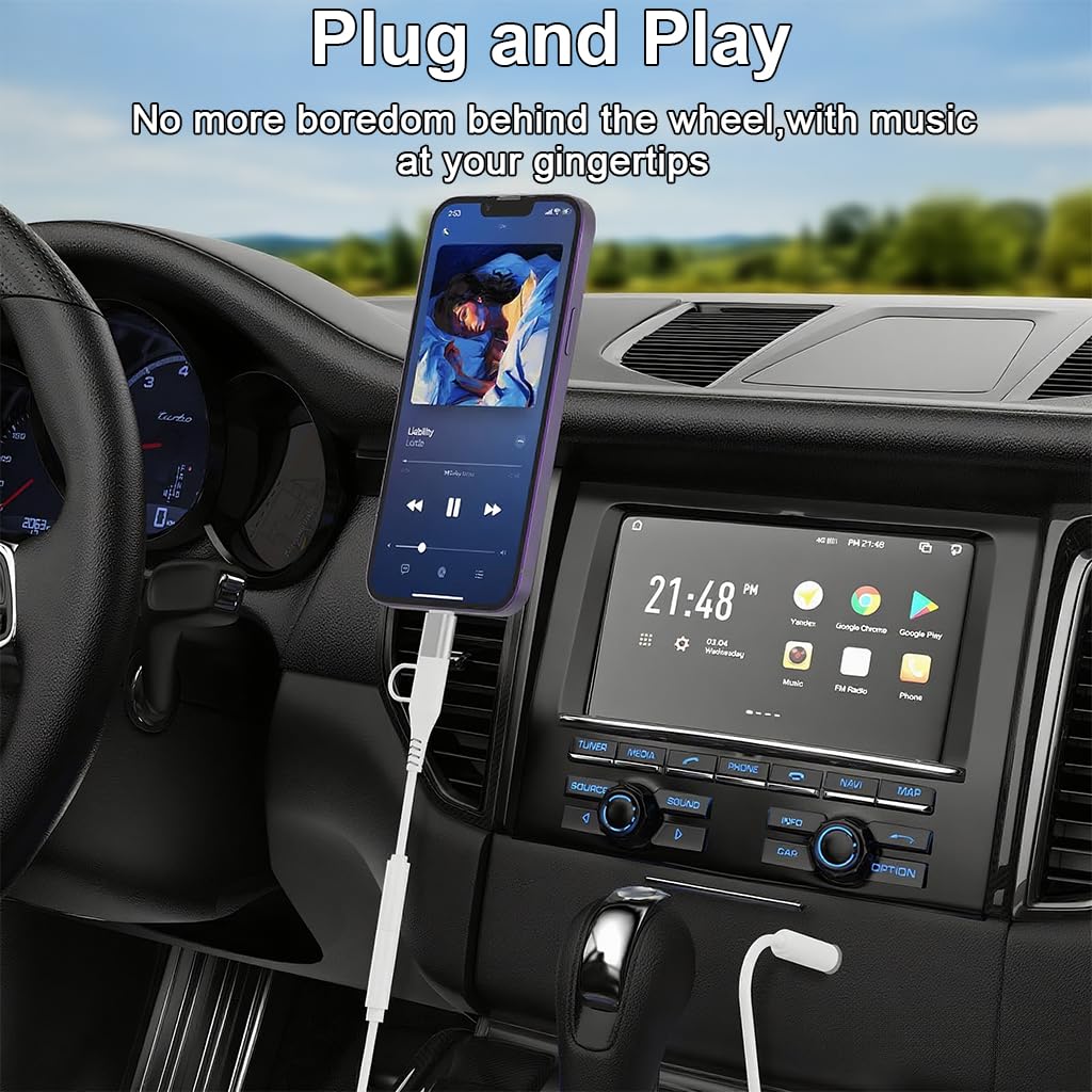 Verilux Lightning to 3.5 mm Headphone Jack Adapter for iPhone and USB C | 24bit 96kHz Audio