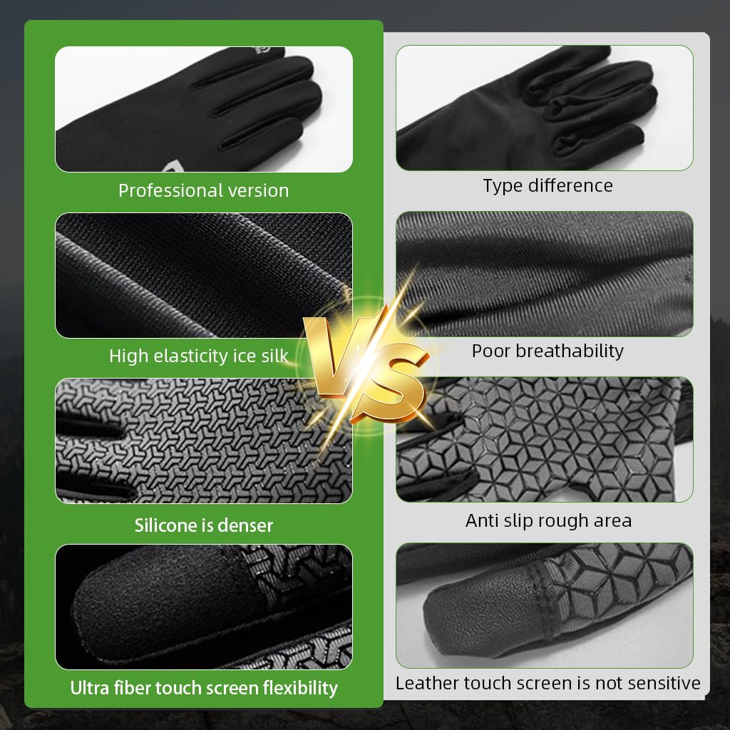 Proberos Riding Gloves for Cycling and Hiking with UPF 50+ Fabric and Anti Slip Grip | Black Full Finger