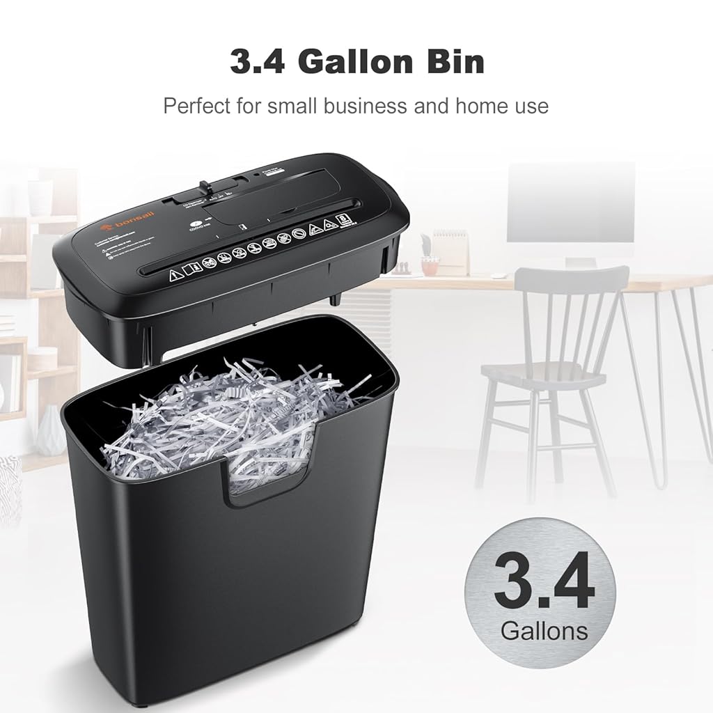 Climberty® StripCut Paper Shredder for Home & Office Use, 8 Sheets, Overheat Protection, 3.4 Gallon Trash Can