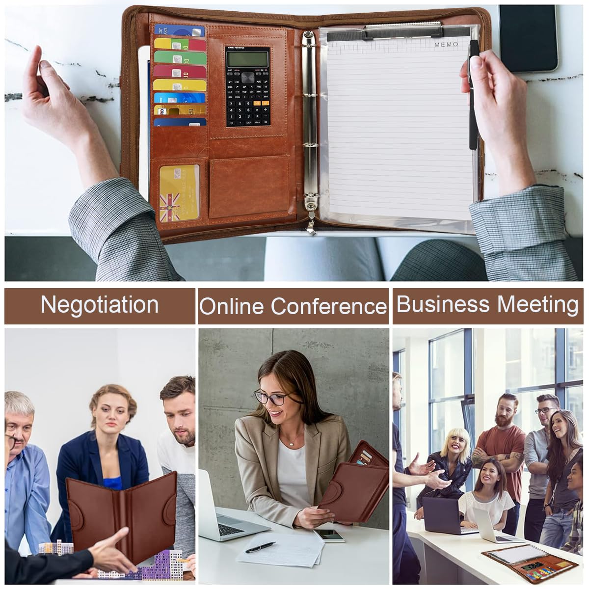 Climberty A4 Portfolio Handbag for Business Travel with Zipper Closure and Multi Card Holder | 24x34 cm PU Leather Organizer