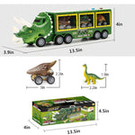 PATPAT® All in 1 Dinosaur Truck with Pull Back Dinosaur Cars, Dinosaur Toys Set for Kids, Car Transporter Toy with Light Sound, Pull Back Cars Toy Gift for Boy Girls of Age 1-6 - Green