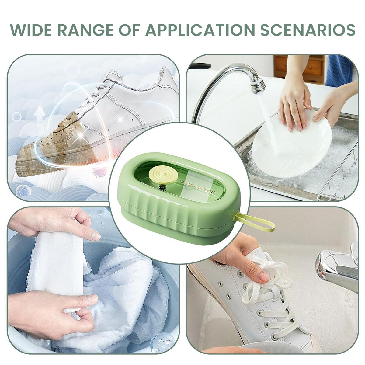 HASTHIP Laundry Brush for Delicate Fabrics with Liquid Detergent Dispenser and Soft Rubber Rollers