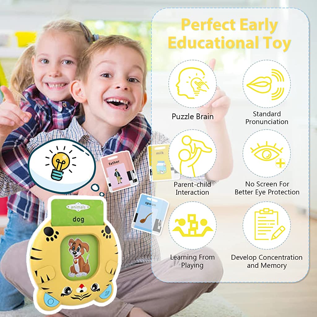 PATPAT Talking Flash Cards Learning Toys, English Words Learning Machine for Kids, Cartoon Panda Reading Machine with 112 Sheet Flash Cards Gifts for Preschool Kids Boys Girls Toddler Age 3 4 5 6 7 8