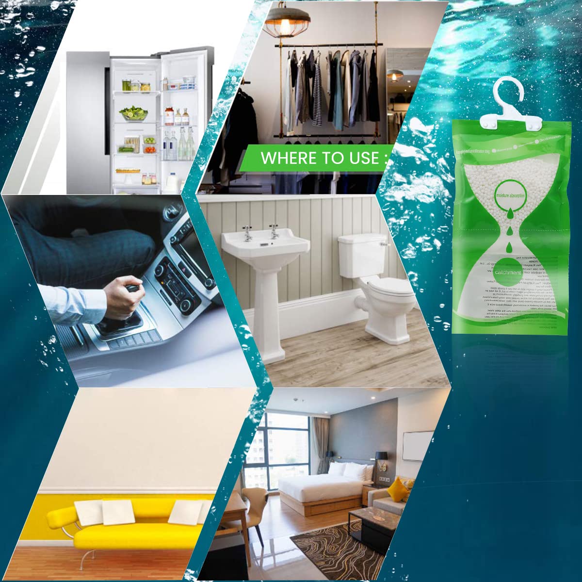 HASTHIP Moisture Absorbers for Closet with Hanging Hook Design and 160g Capacity | 5 Pack