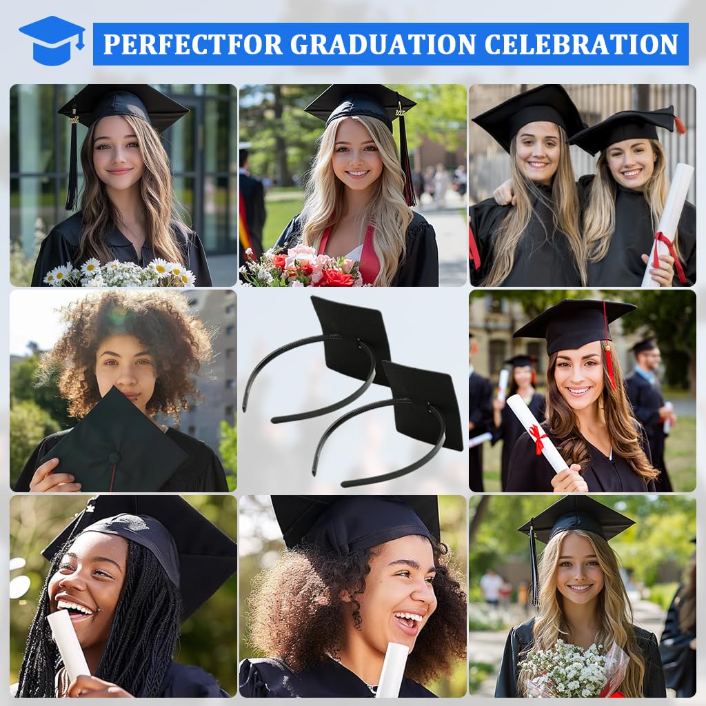 PATPAT Graduation Cap Headband for Secure Fit with Anti Fall Holder Insert | 2pcs Set