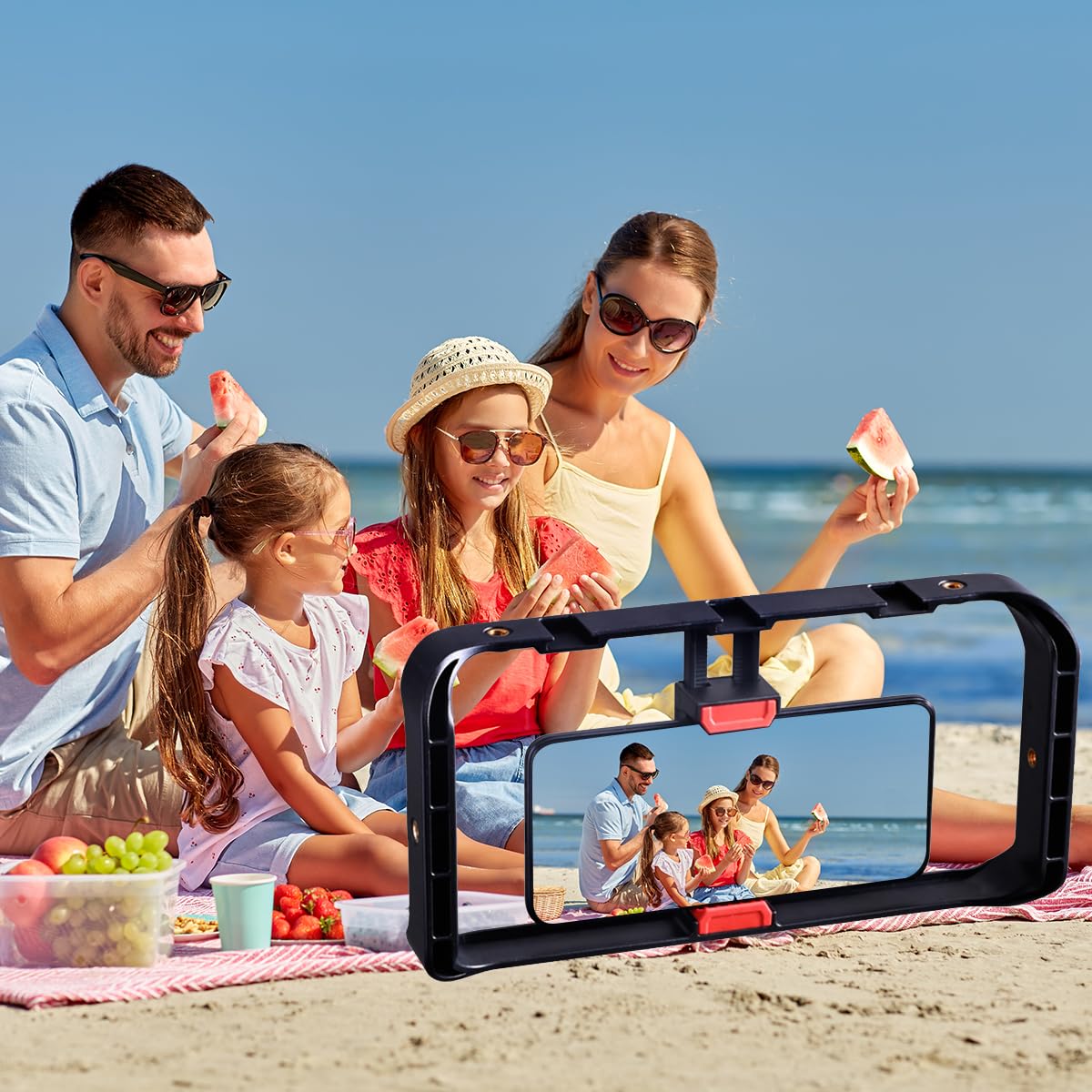 ZORBES Phone Stabilizer Attachment Rig for Tripod Mount with 3 Cold Shoes and 5 Threaded Holes | ABS+PC Grip for Vloggers and Filmmakers