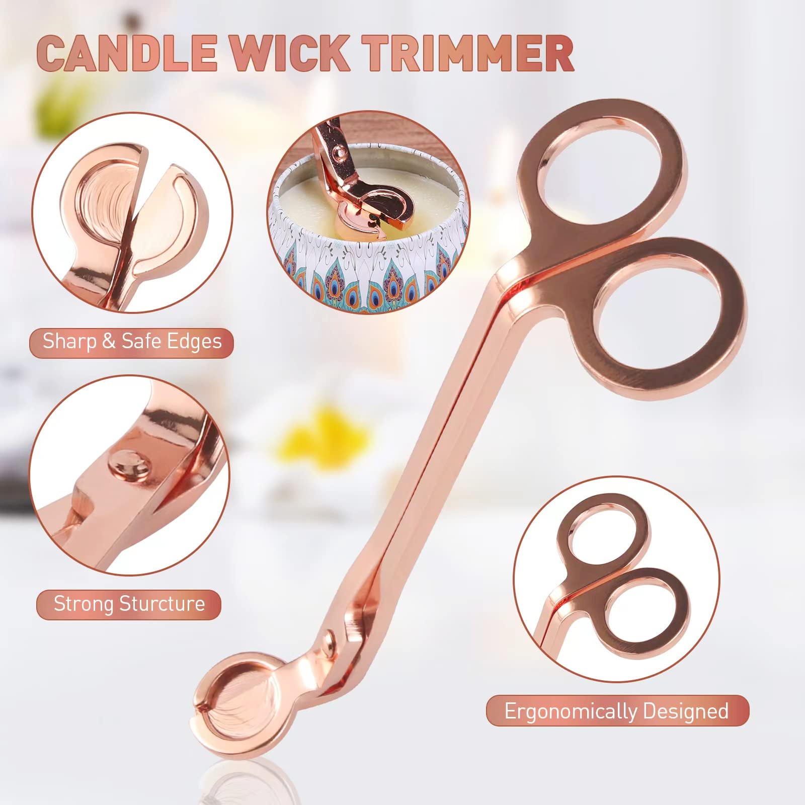 HASTHIP Candle Accessory Set with 17 cm Wick Trimmer and Curved Dipper for Scented Lovers | Stainless Steel 3 in 1 Tools