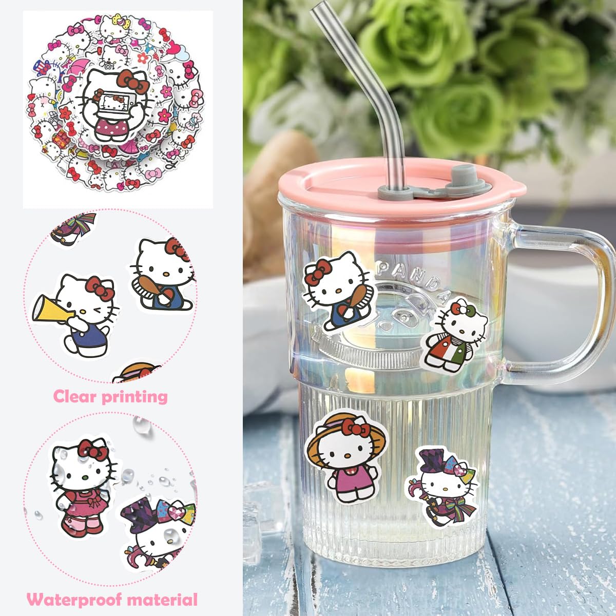FANCYKU Kawaii Stationery Set for Students featuring Spiral Coil Journal and Pink Kitty Pens | Cute Gift with Stickers and Pencil Pouch