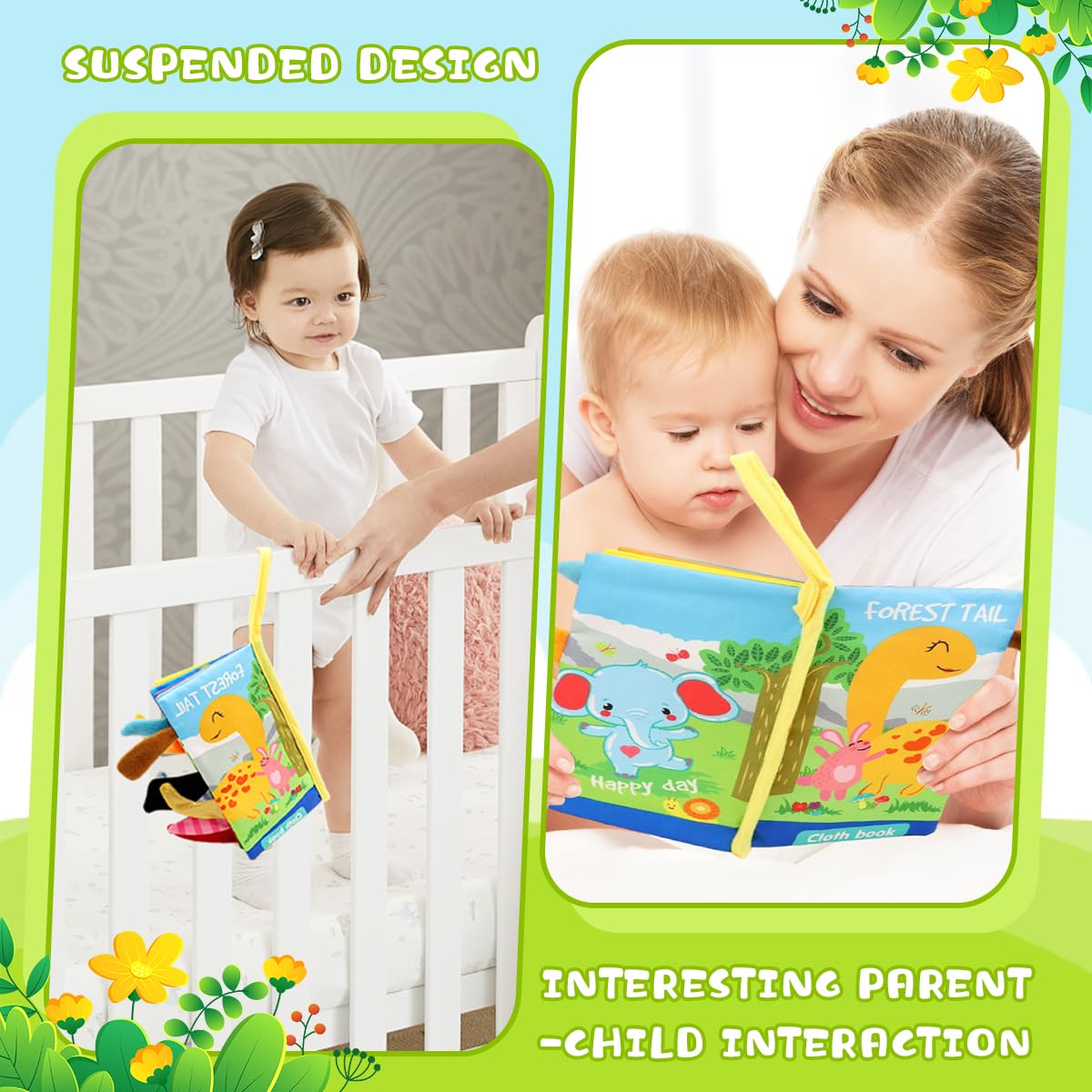 SNOWIE SOFT Cloth Books for Babies featuring 3D Animal Tails and BPA-Free Fabric | Sensory Learning Toy