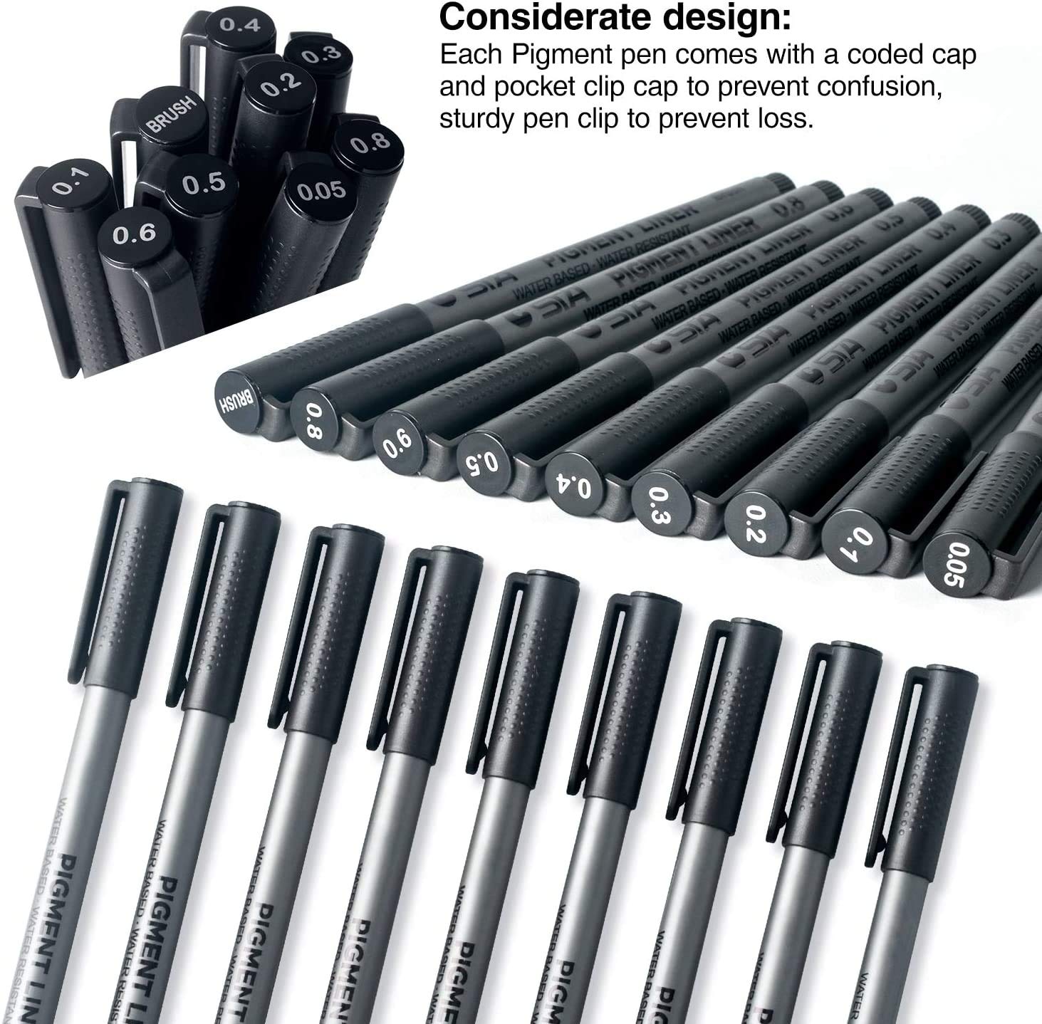 ELEPHANTBOAT Micro Pen Waterproof Fineliner Set for Mandala and Manga Art | 9 Black Pens