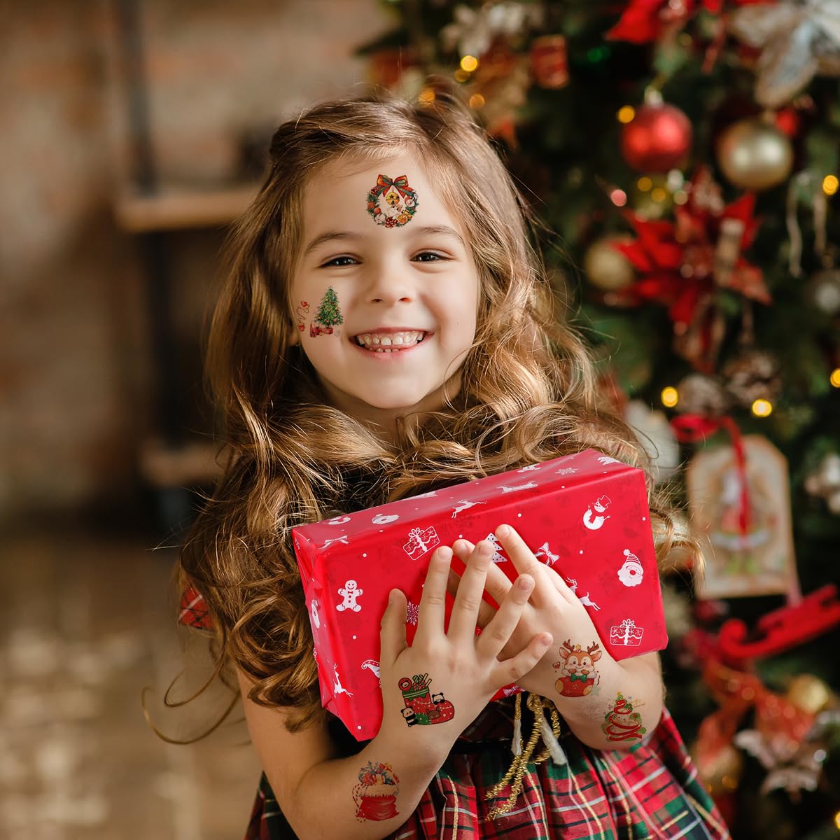 MAYCREATE Christmas Temporary Tattoo Stickers for Kids and Adults featuring 30 Sheets | Waterproof and Easy to Remove Festive Body Art