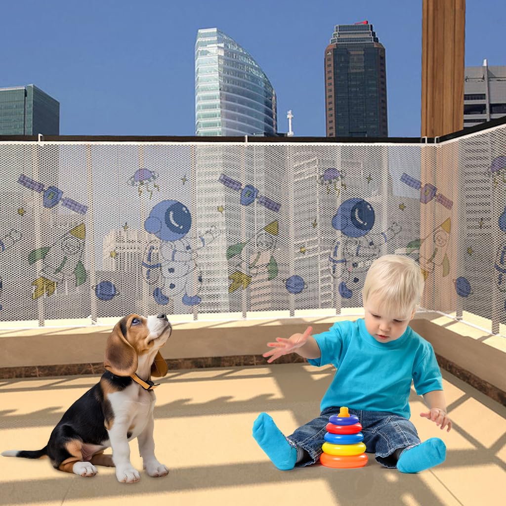 SNOWIE SOFT Baby Safety Net for Stairs and Balcony 19.7ft x 2.59ft with Dense Mesh | 75 Zip Ties