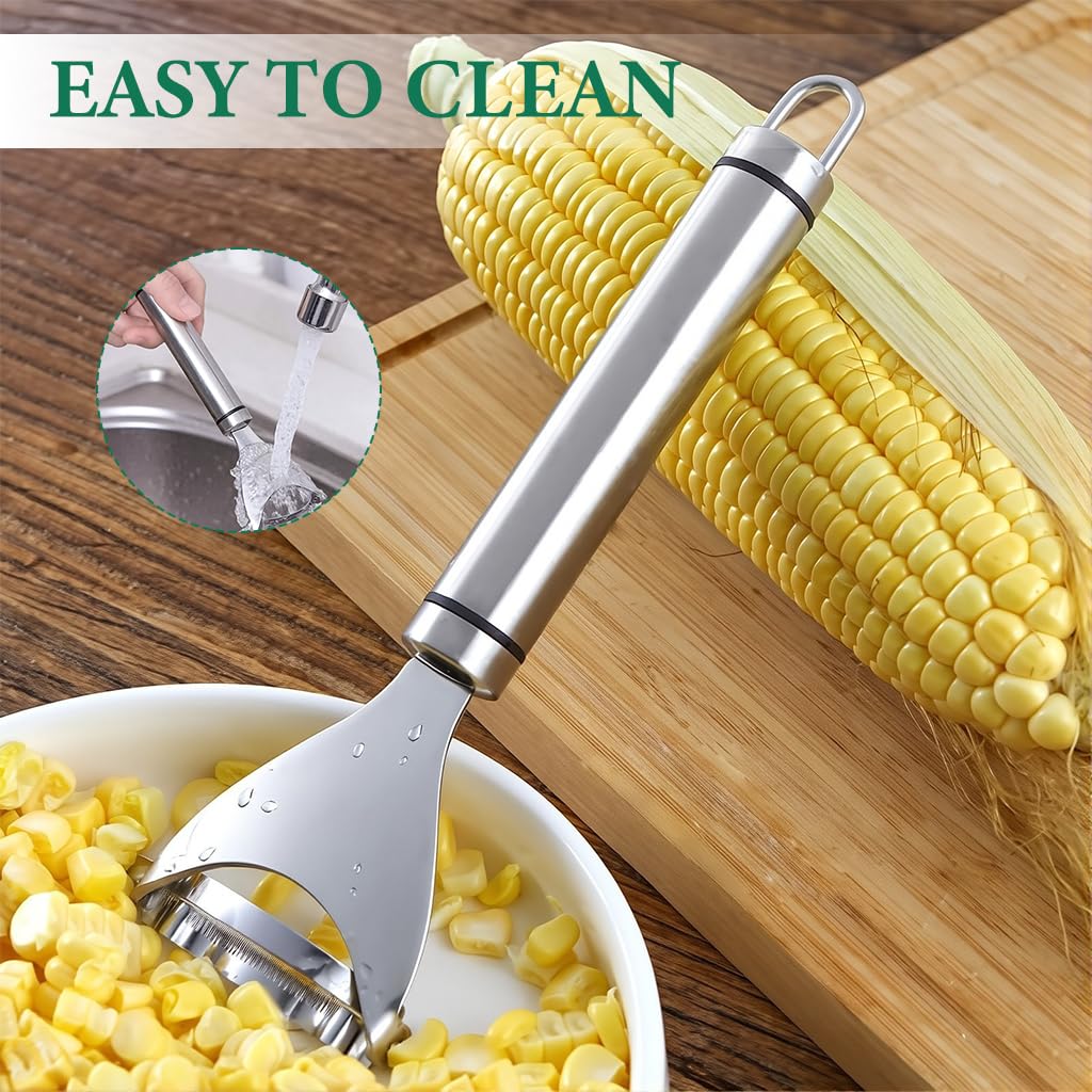 ZIBUYU Corn Peeler for Fresh Corn Dishes with Serrated Blade & Ergonomic Handle | Dishwasher Safe Stainless Steel Tool