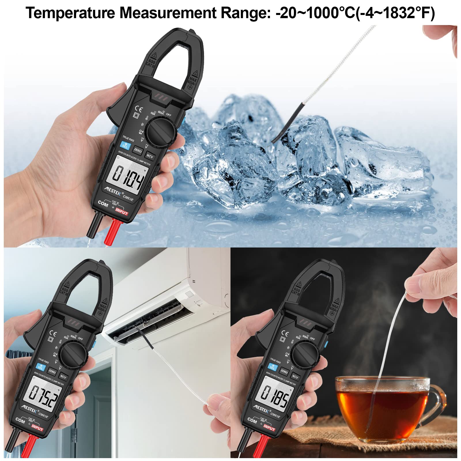 Verilux® Multimeter Digital Clamp Meter AC DC Digital Voltmeter Auto-ranging NCV Amp Ohm Volt Meter Measures AC Current, AC/DC Voltage, Capacitance, Resistance, Diodes, Continuity Frequency Electrican Tools