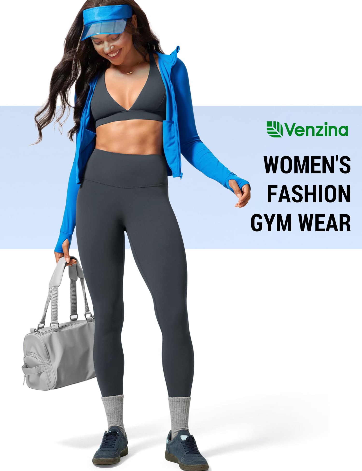 Venzina Yoga Pants for Women with High Waist Tummy Control and 4-Way Stretch | Dark Gray