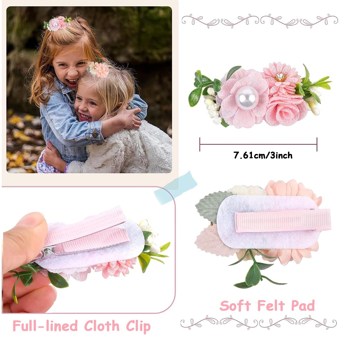 PALAY Flower Hair Clips for Girls featuring 3pcs Chiffon Flowers | Bridal and Daily Accessories