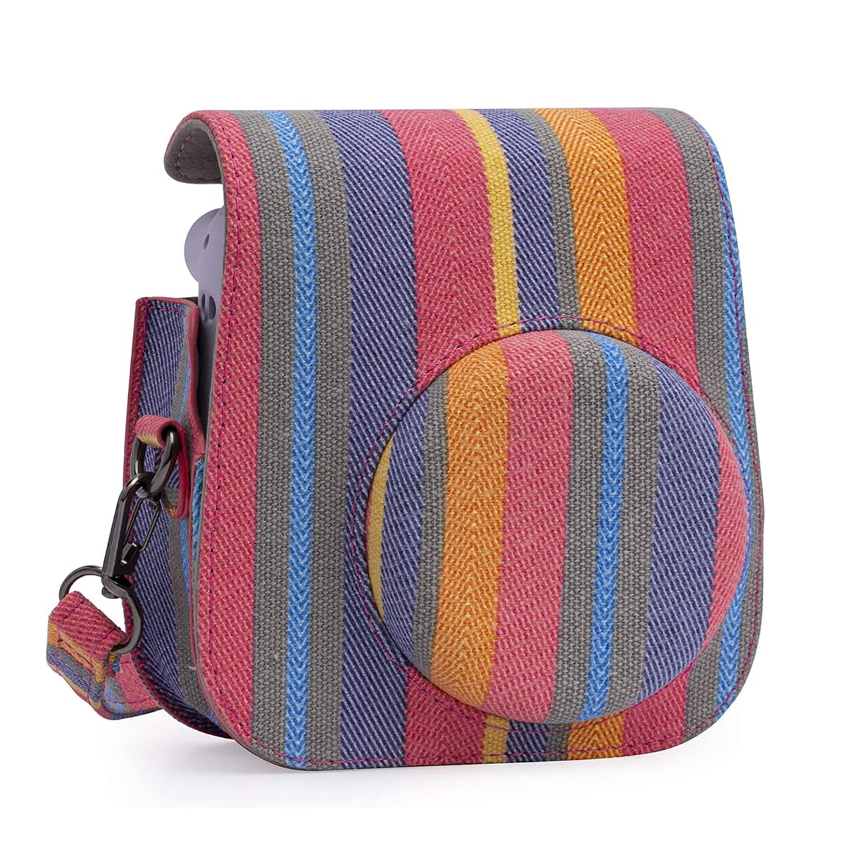 ZORBES Instax Mini 11 Case Cover, Protective Camera Case for Fujifilm Instax Mini 11, Color Striped Easy Install Bag with Removable Shoulder Strap & Top Cover for Intex Camera Mini 11 Mini 8 Mini 9