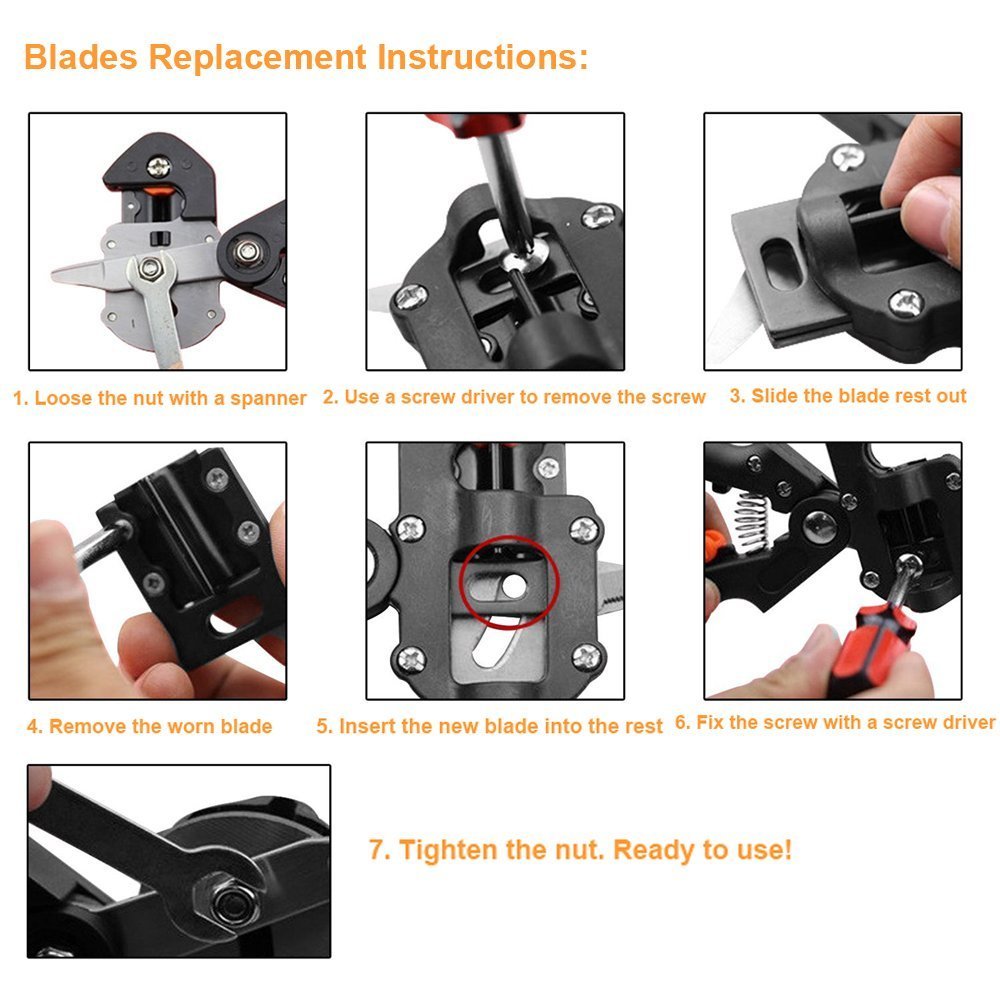 ZIBUYU Grafting Cutter Kit for Plants with 6 Piece Toolbox and Stainless Steel Blades | Gardening Pruning Tool Set