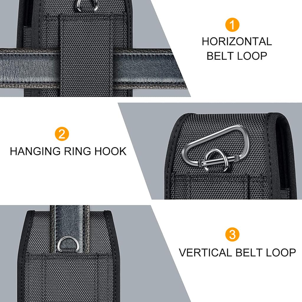 GUSTAVE Mobile Pouch for Men with 4.5–6.5 in Phones featuring Belt Clip and Carabiner | Rugged Nylon Holster