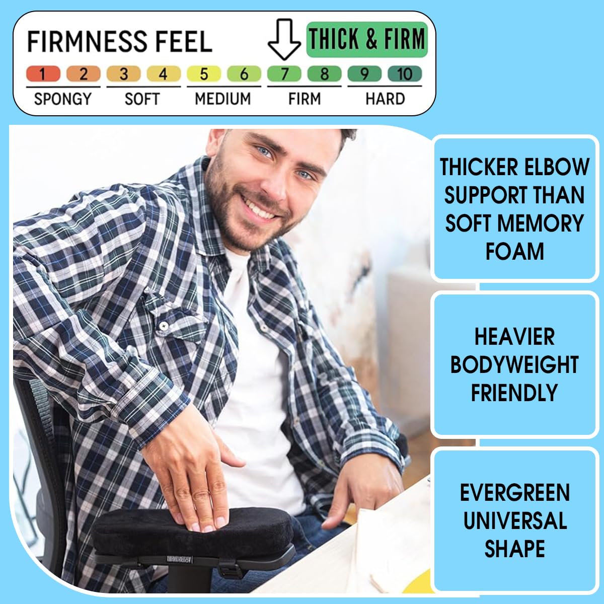 HASTHIP Chair Armrest Pad for Office and Gaming Chairs with 3.3cm Memory Foam | Quick Release Buckle and Anti Slip Design